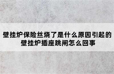 壁挂炉保险丝烧了是什么原因引起的 壁挂炉插座跳闸怎么回事